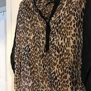 Maurices Leopard Print Button-Front Blouse in Brown and Black